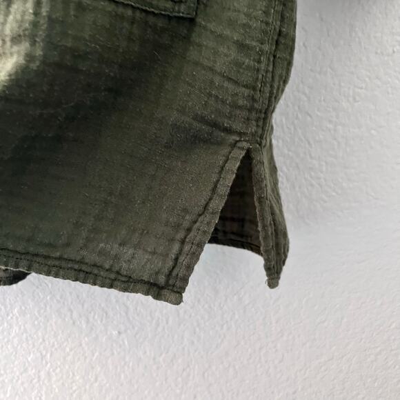 Forever 21 Tunic Shirt Small Green Muslin Utility Pockets Button Down - Picture 5 of 7